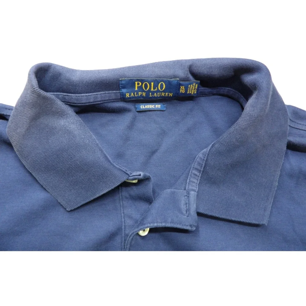 Polo Ralph Lauren Classic Fit Polo Men XL Blue White Pony Cotton Mesh Shirt Golf